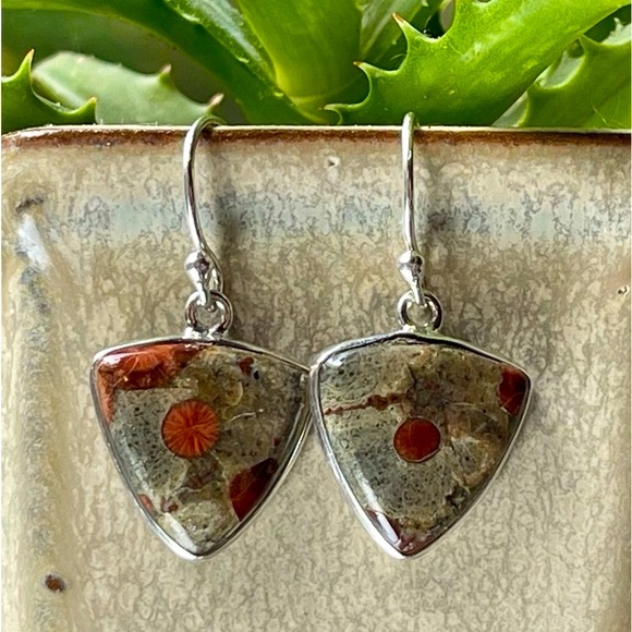 Natural Peanut Obsidian 925 Sterling Silver Earrings - Picture 4 of 9